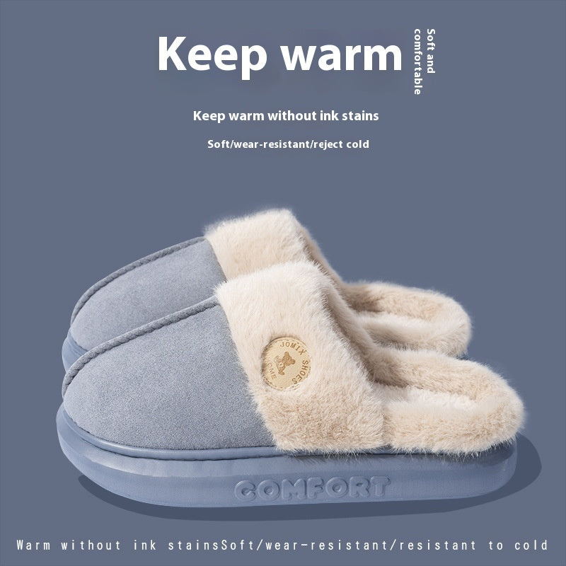 New Plush Slippers For Women Men Winter Warm Home Slipper Indoor